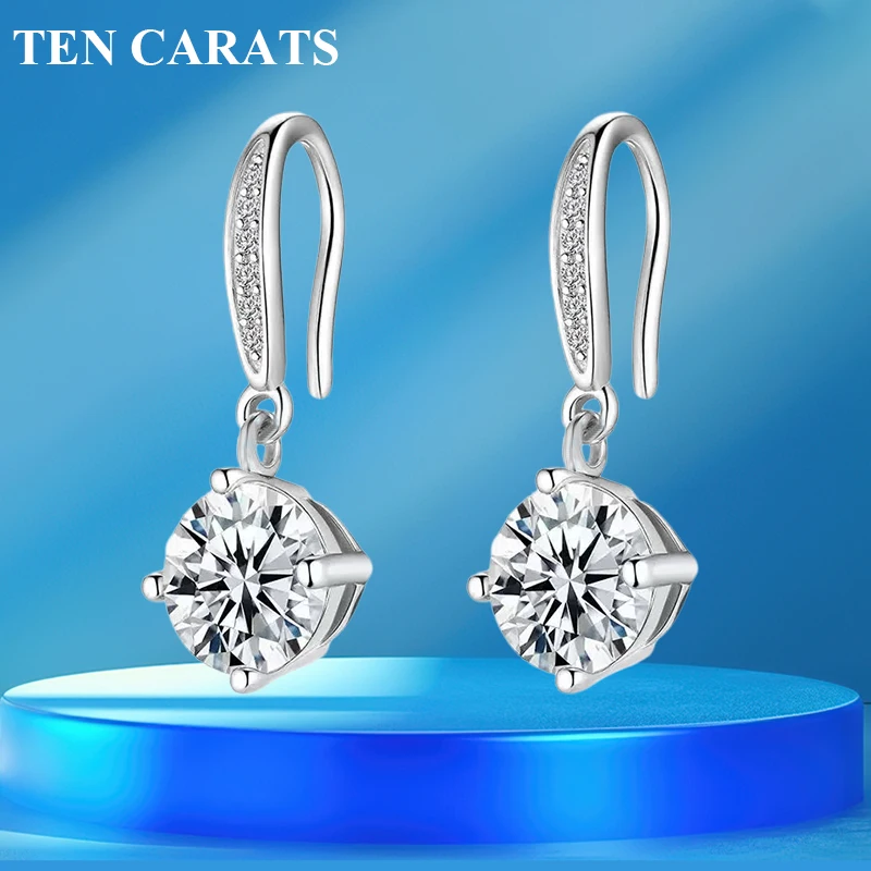 

TEN CARATS Laboratory verification: 1ct Moissanite earrings for women's wedding, 100% S925 sterling silver fashion earrings