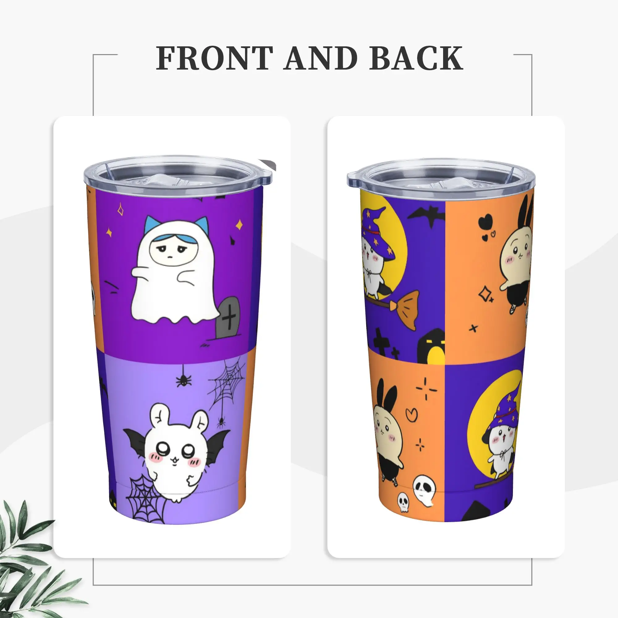 Stainless Steel Tumbler Chiikawas Halloween Kawaii Ghost Witch Coffee Mug  Insulated Cold Drink Car Mugs Travel Water Bottle