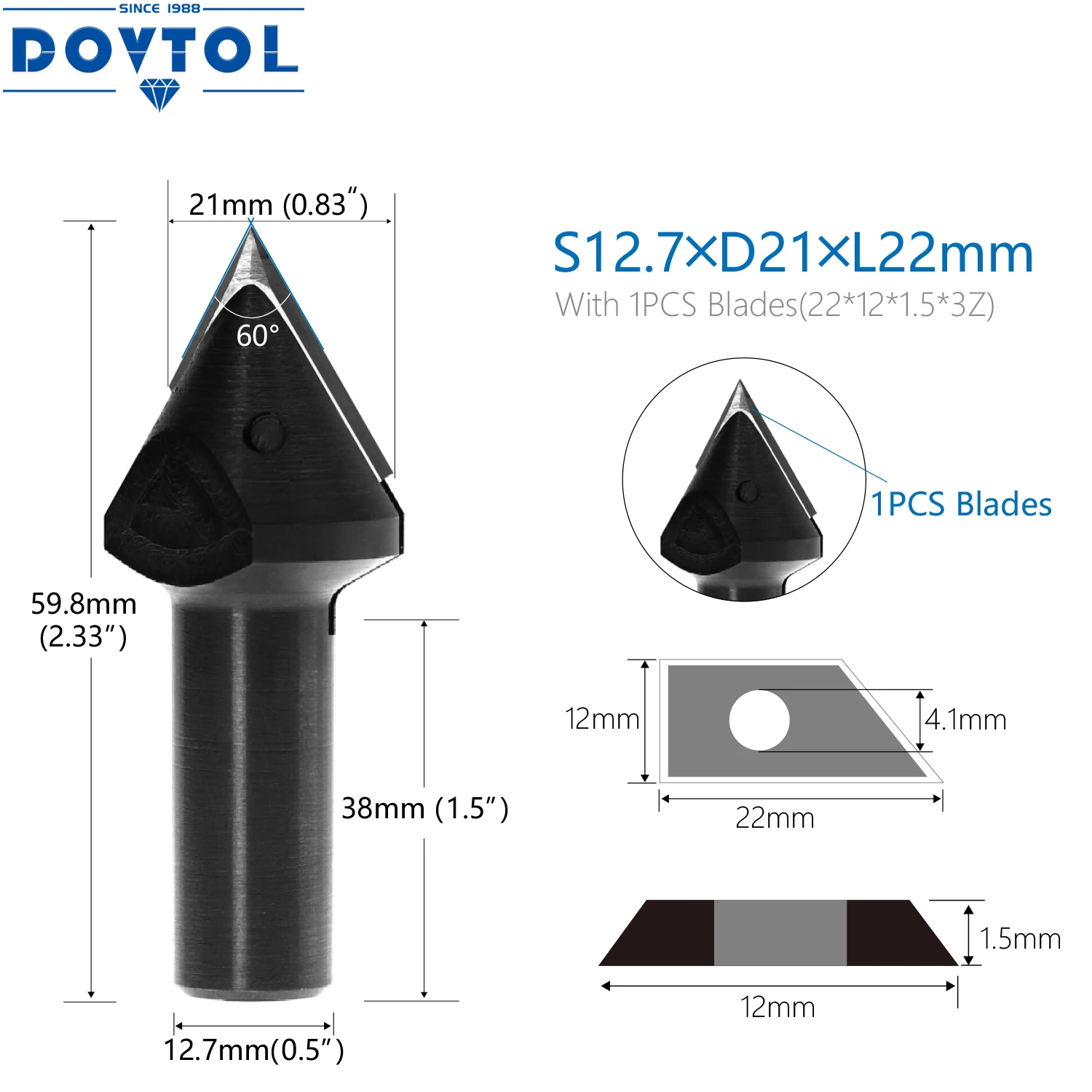 

60-градусная фреза с V-образным ножем 12,7 мм, фреза с хвостовиком, сменная твердосплавная вставка, долбежная фреза, фреза