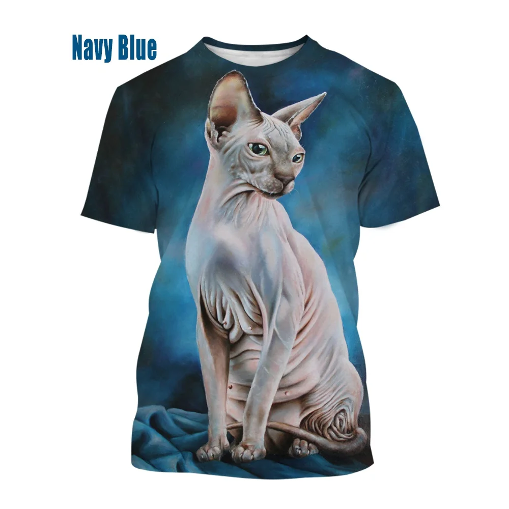 2022 Fashion New Cute Sphynx Cats 3D Print Casual T Shirt Fashion Men Women Short Sleeve Top