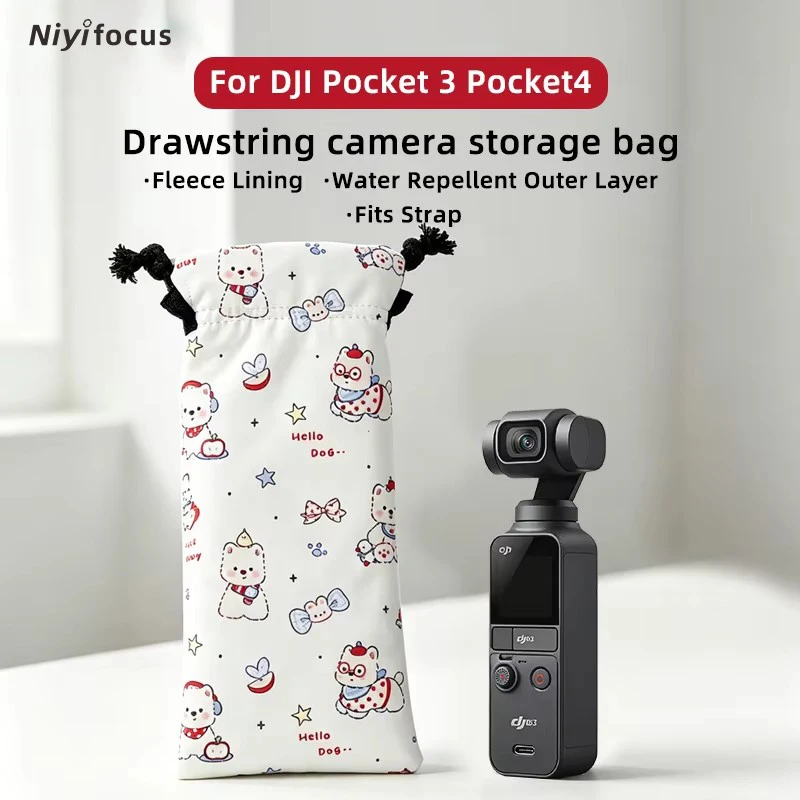 Waterproof Drawstring Bag Soft Protective Pouch Anti-Scratch Dustproof Carry Case for DJI Osmo Pocket 3/Pocket 4 Portable Travel