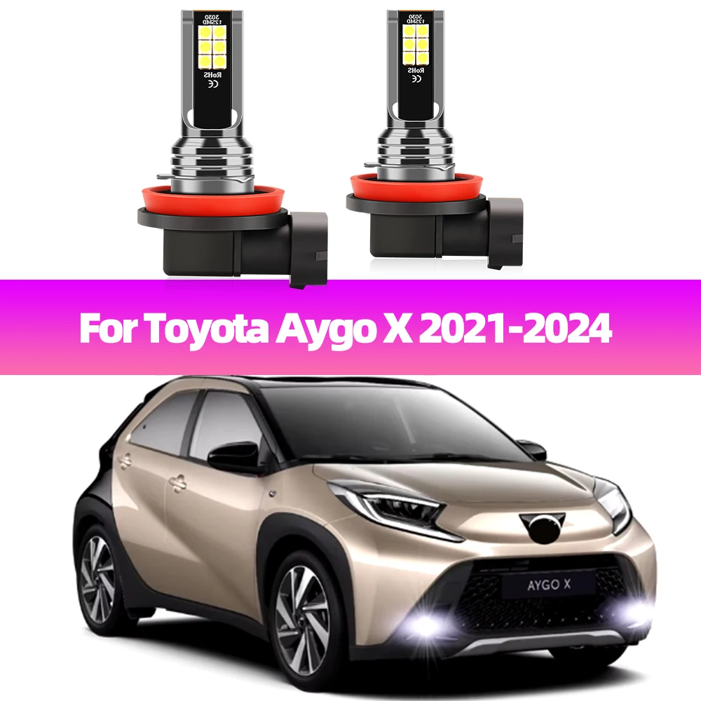 2Pcs Car Foglights For Toyota Aygo X 2021 2022 2023 2024 LED Fog Lamp Bulbs 12V Auto Front Fog Light 6000K Super Bright White