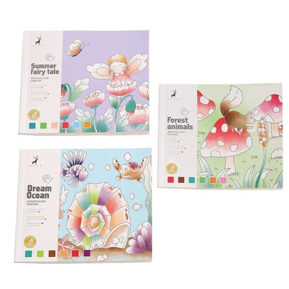 20Sheets Creative Watercolor Painting Book for Kids Fairy Tale Animal Flowers Gouache Graffiti Drawing Picture Children DIY Toys