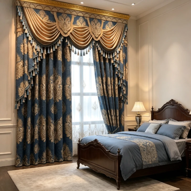 Floor To Ceiling Chenille Blackout Curtains High Ceiling European Luxury Thick Thermal Insulated Drapes for Villa Living Room
