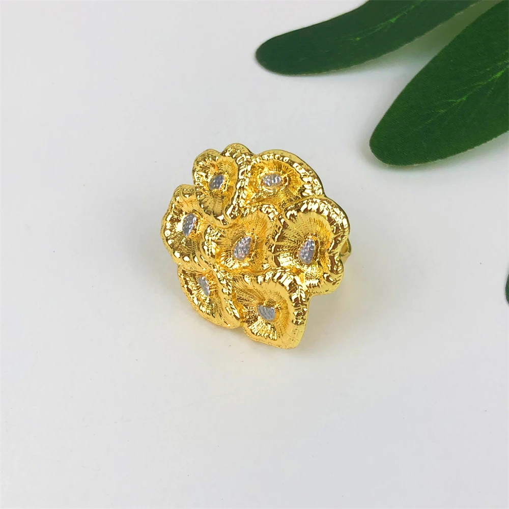 طقم مجوهرات بلونين أفريقي دبي قلادة نسائية واسعة وسوار وأقراط وخاتم لهدايا مجوهرات الزفاف #5