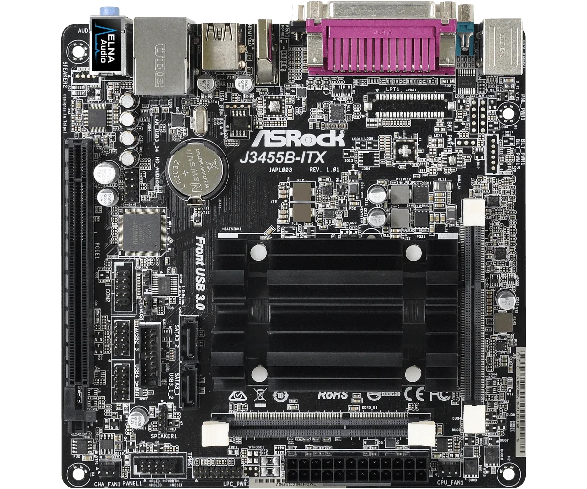 Материнская плата ASROCK J3455b-ITX Mini-ITX Четырехъядерный процессор Intel J3455 DDR3 16 ГБ Встроенная Intel HD Graphics 500 USB 3.1