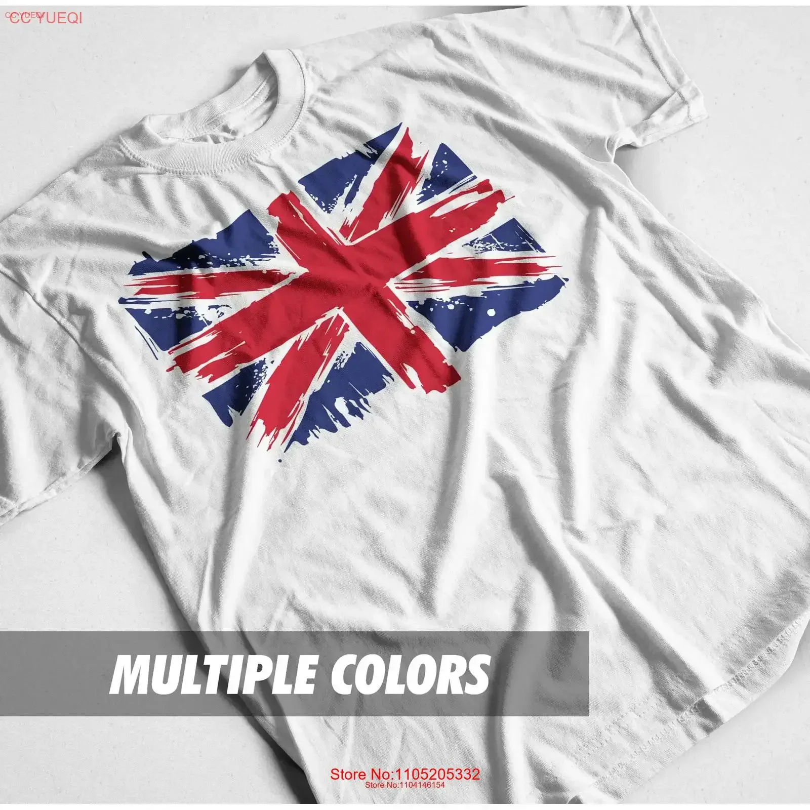 المملكة المتحدة العلم المملكة المتحدة تي شيرت إنجلترا اسكتلندا لندن الاتحاد جاك ادنبره الملكة رسمت متعددة الألوان خمر غسلها #1