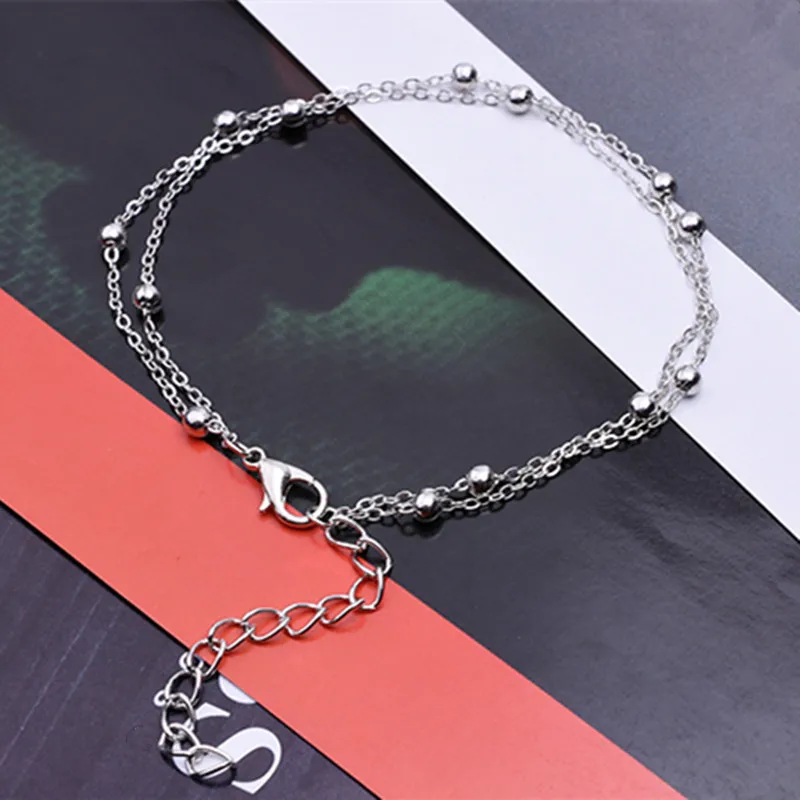 Metal Beads Anklets Bracelet Luxury Gold Color/Silver Color Foot Chain Jewelry For Women Girl Gifts Wholesale