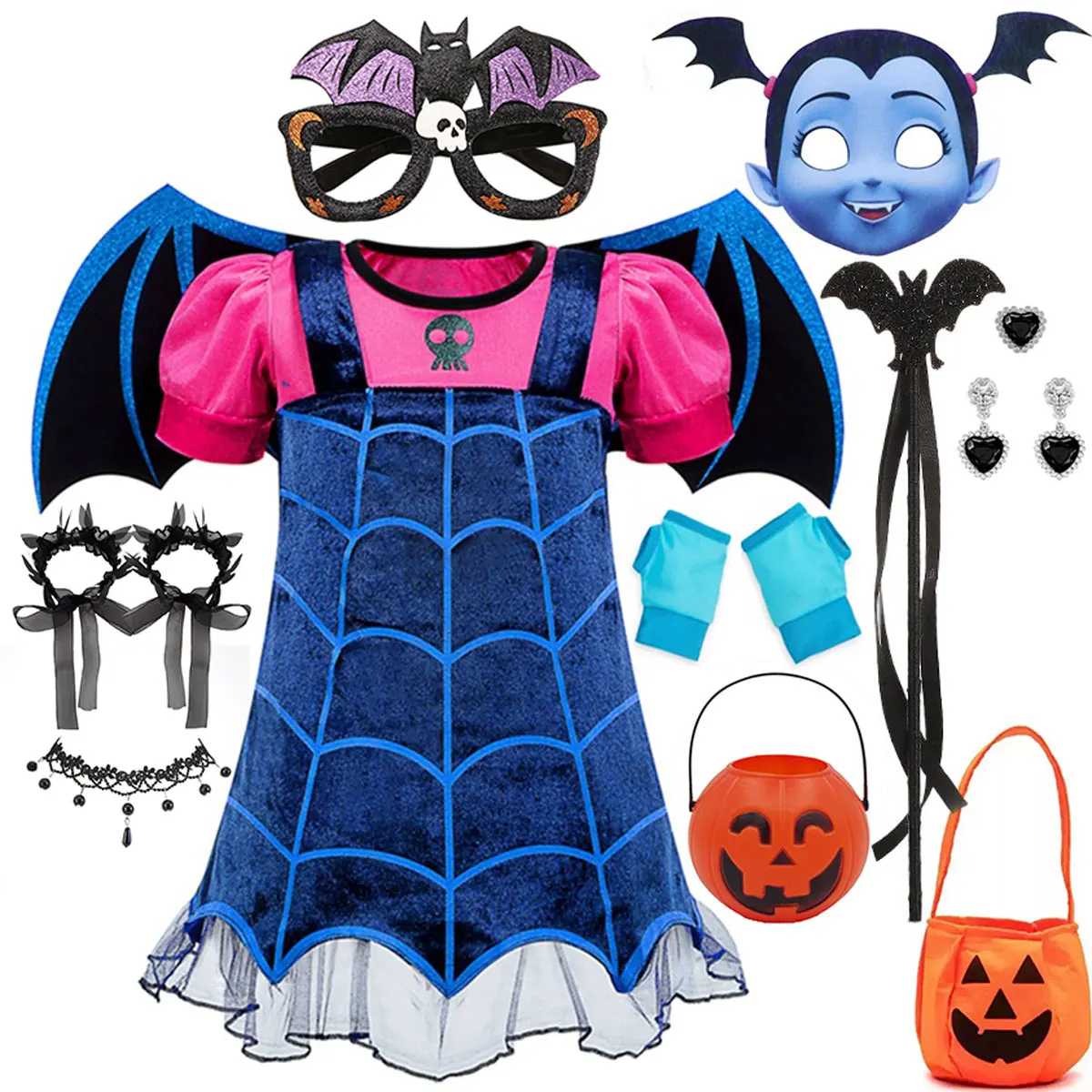 Robe de princesse pour fille, déguisement de vampire pour Halloween, costume de cosplay pour enfants, fête d'anniversaire, carnaval, 3-12 ans
