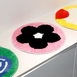 Plushy Tufting Floral Seat Cushion Soft Round Floor Chair Sofa Car Pad Aesthetic Home Room Office Warm Decor for Autumn Winter