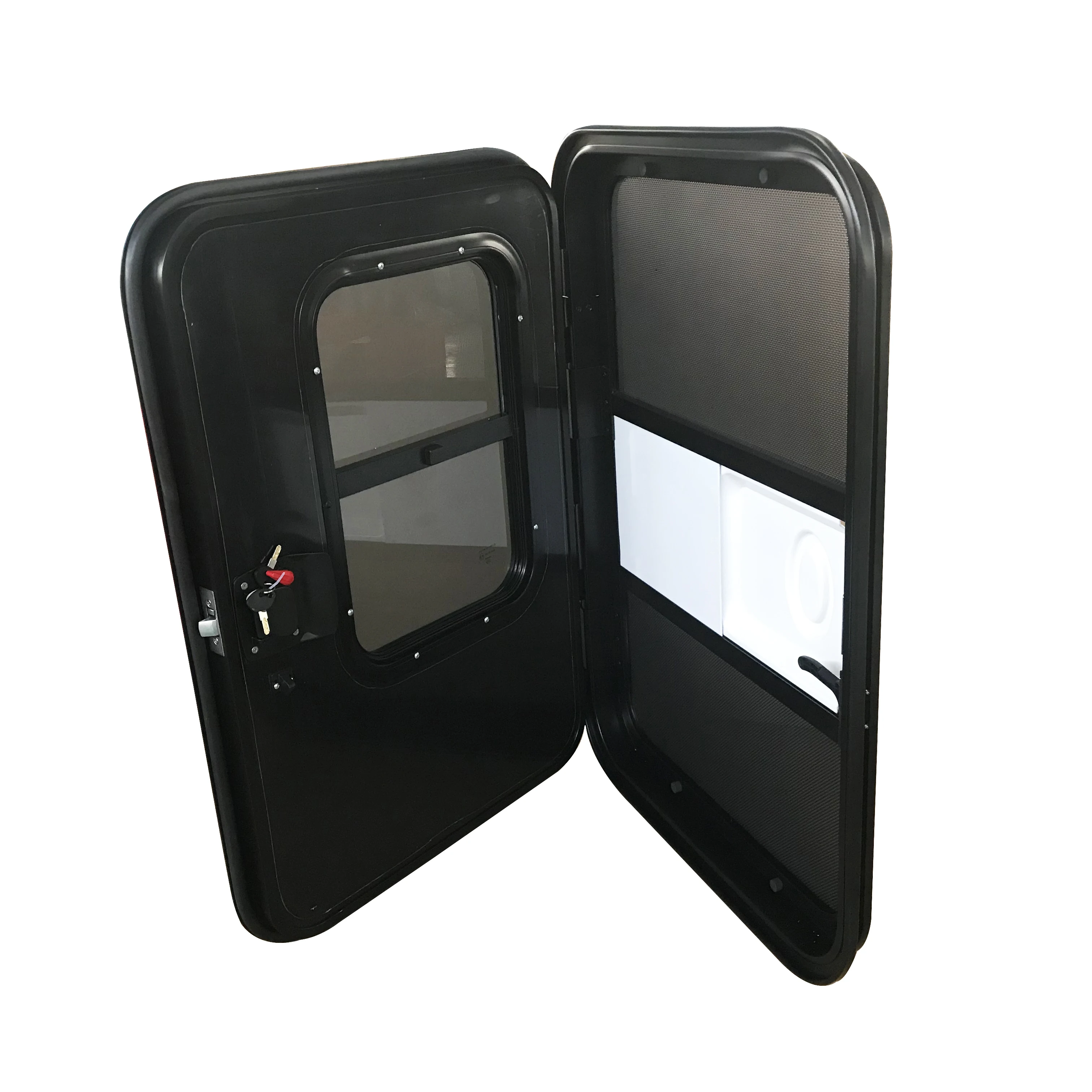 

RV Side Door with Screen Inner Door Aluminum Alloy Frame Tempered Sliding Glass Custom Sizes