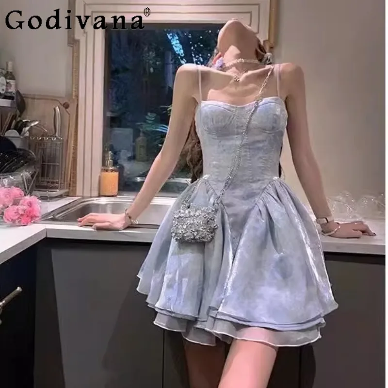 

Fairy Fishbone Strap Party Dress for Women Summer New Style Gorgeous Puff Dress Female Birthday Gift Strapless Short Dress