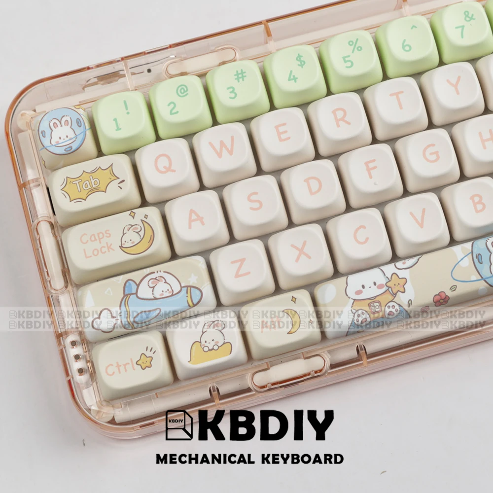 KBDiy MOA Profile PBT Keycap Anime Cute Rabbit Theme 143Key/Set MAC Keycaps Custom for Mechanical Keyboard Gaming Accessories