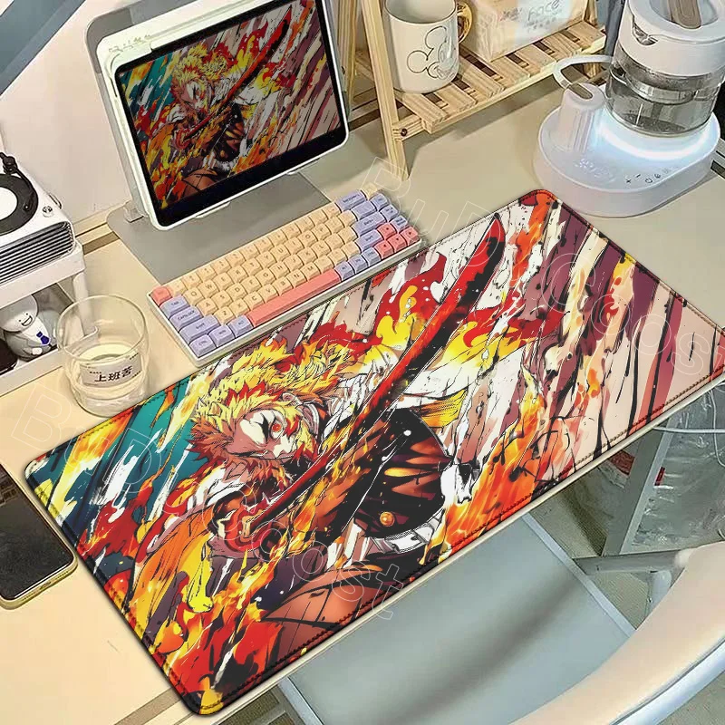 New Cool Anime Demon Slayers Mouse Pad Gaming Laptop Keyboard Mat Xxl Protector Deskmat Gamer Mats Rengoku Kyoujurou Pc Mousepad