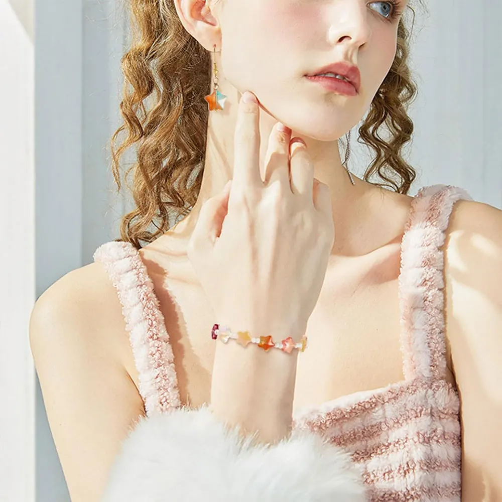 10/20/40 قطعة خمس نجوم مسحوق الذهب الزجاج حبة خرزة مباعدة سوار يدوي الصنع أقراط قلادة صنع المجوهرات اكسسوارات