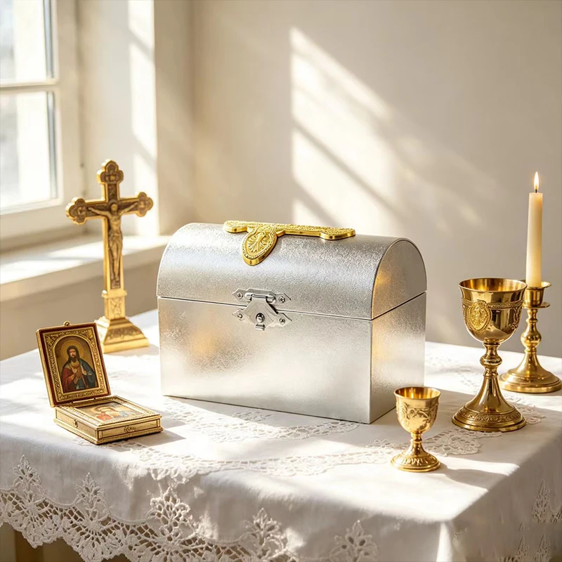 New Orthodox Jewelry Box Gold Silver Altar Chest Catholic Church Relic Storage Liturgical Treasure Byzantine Christian Gifts
