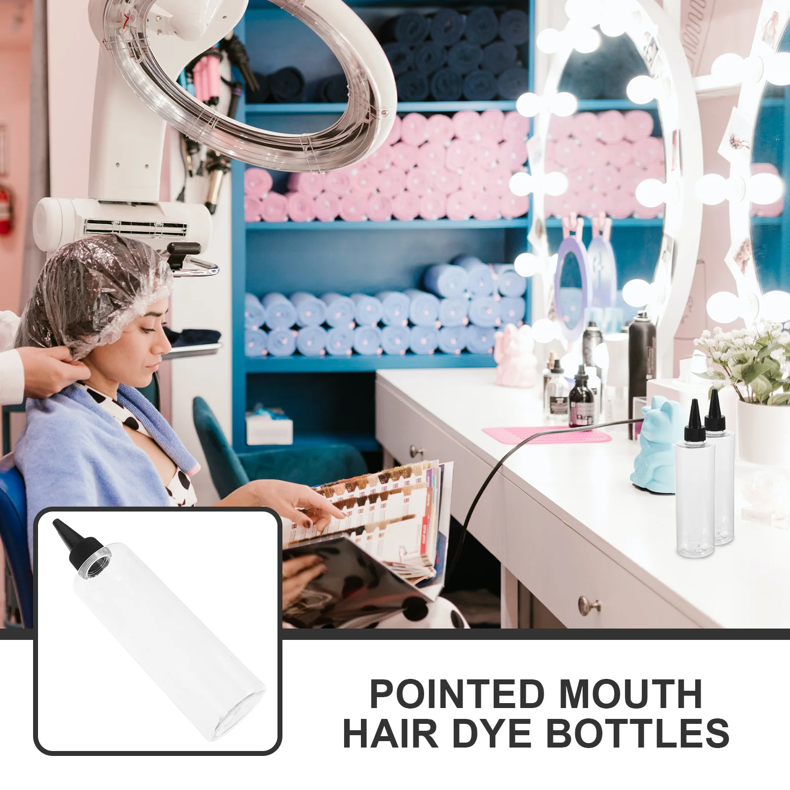 

10Pcs Pointed Plastic Hair Dye Bottles 250ml Clear Hair Coloring Container for Hairdressing Household Use
