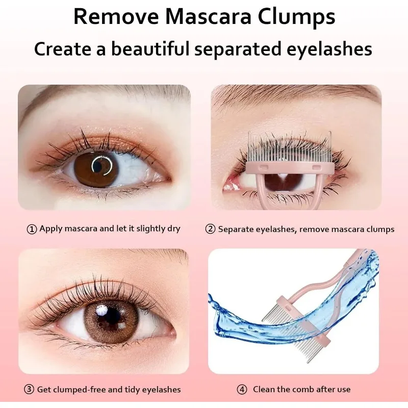 Pettine per ciglia con ago in acciaio da 1/2 pezzi, spazzola per ciglia per innesto portatile semi-arco, strumenti per lo stampaggio delle ciglia, ausili per ciglia finte