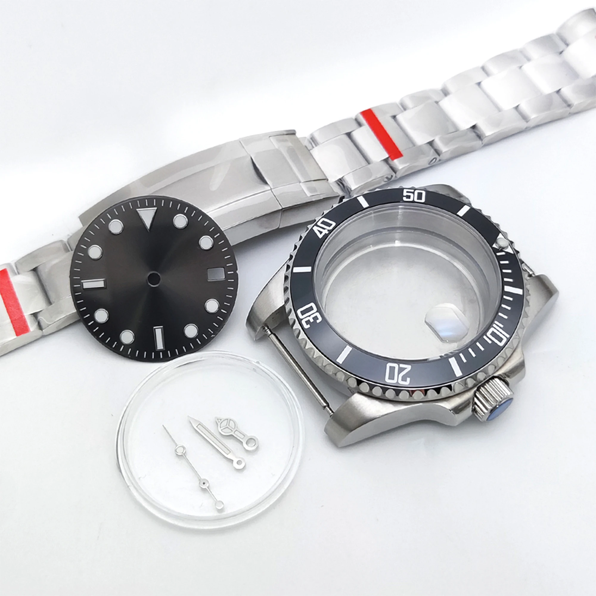 40mm NH35 Men's Fashion Watch Mod Kit, Steel Case Sapphire Crystal Gray Gradient Dial Luminous Hands Fit TMI NH35 NH36