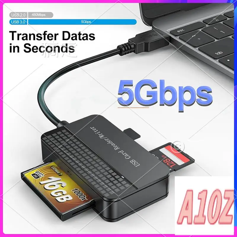 0Z-Reader 4-In-1, TF SD MS CF Card Reader Multi Card Adapter External For Computer Camera USB C & USB 3.0 Interface Durable