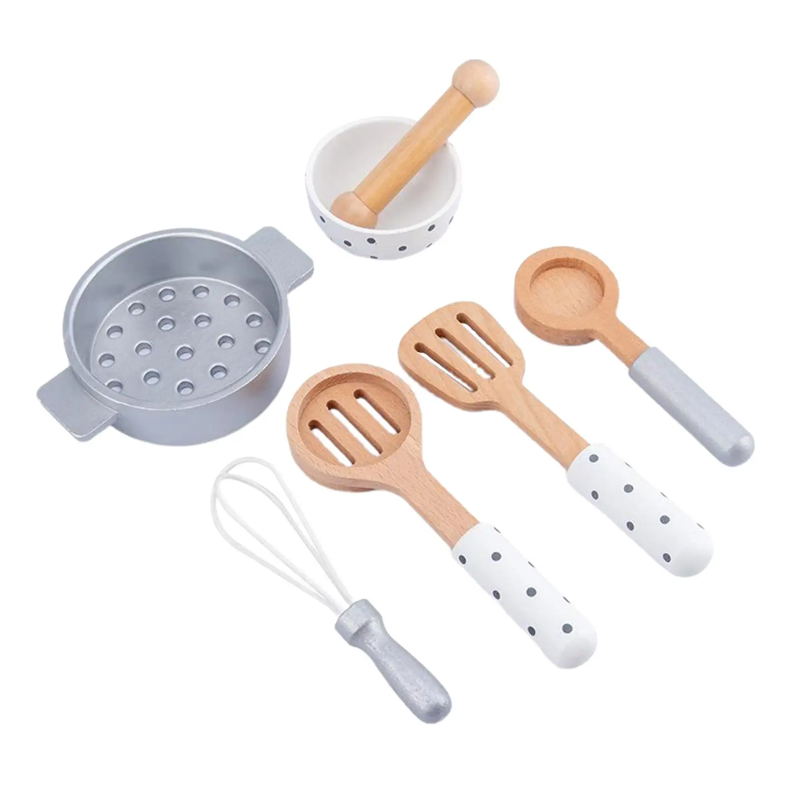 Juego de juguetes para cortar de madera para niños, accesorios de cocina para juego de simulación, 7 Uds.