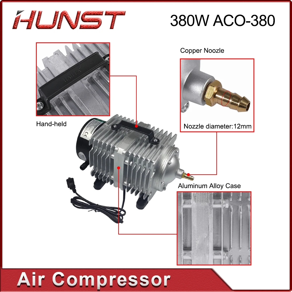 Imagem -04 - Compressor de ar Hunst para Gravação a Laser e Máquina de Corte Bomba de ar Solenóide Aco380 380w