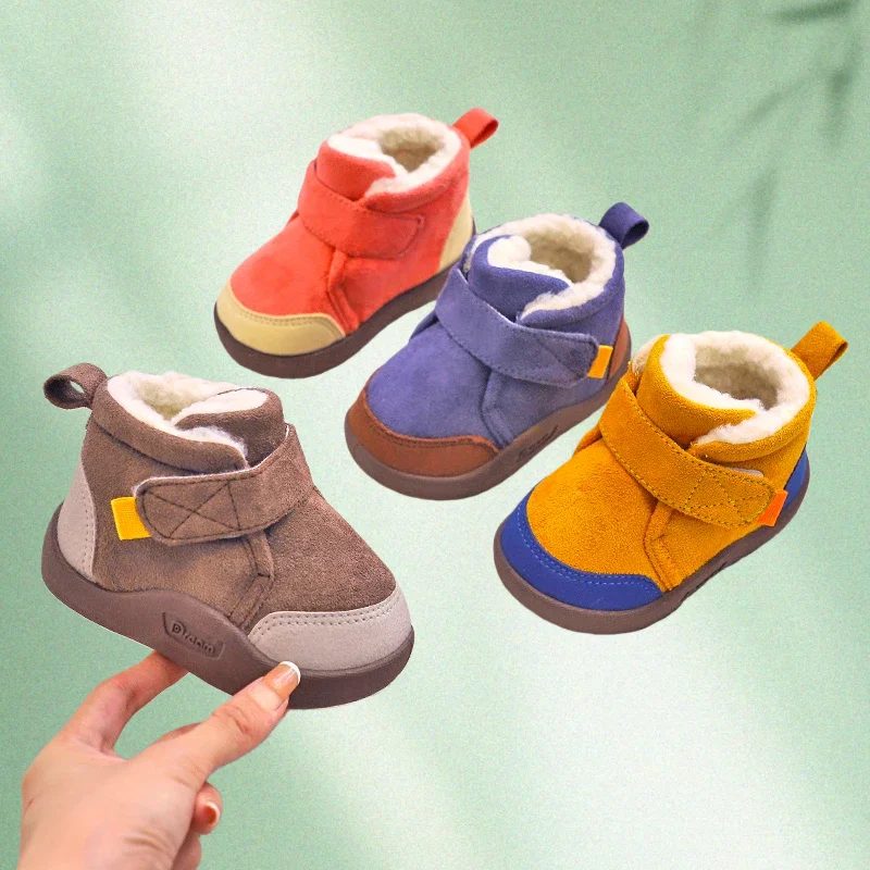 

Зимние зимние сапоги для маленьких девочек, плюшевая теплая обувь для мальчиков, первые ходунки с мягкой подошвой для ребенка