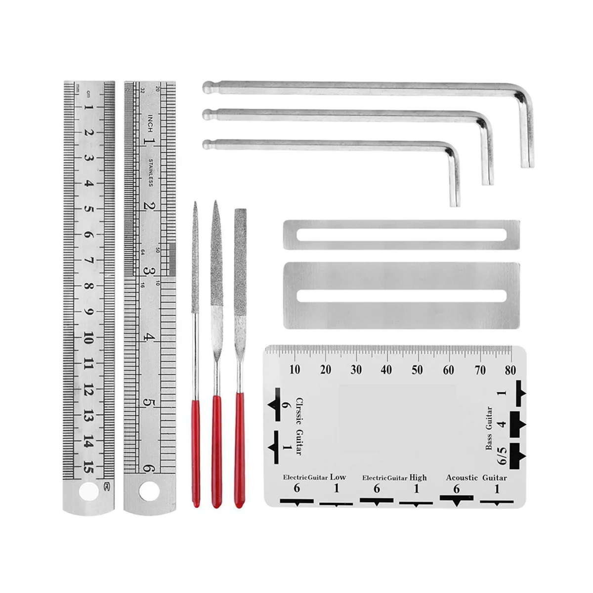 Guitar Cleaning and Maintenance Tool Set Guitar Three-In-One Stringer Leveling Ruler Fret Grinding Set-ABWY