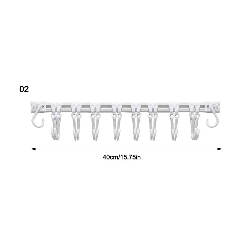 No Punching Adhesive Sliding Hook Drilling-Free Strong Adhesive Kitchen Door Hanger Sliding Rail Cabinet Hook Organizer