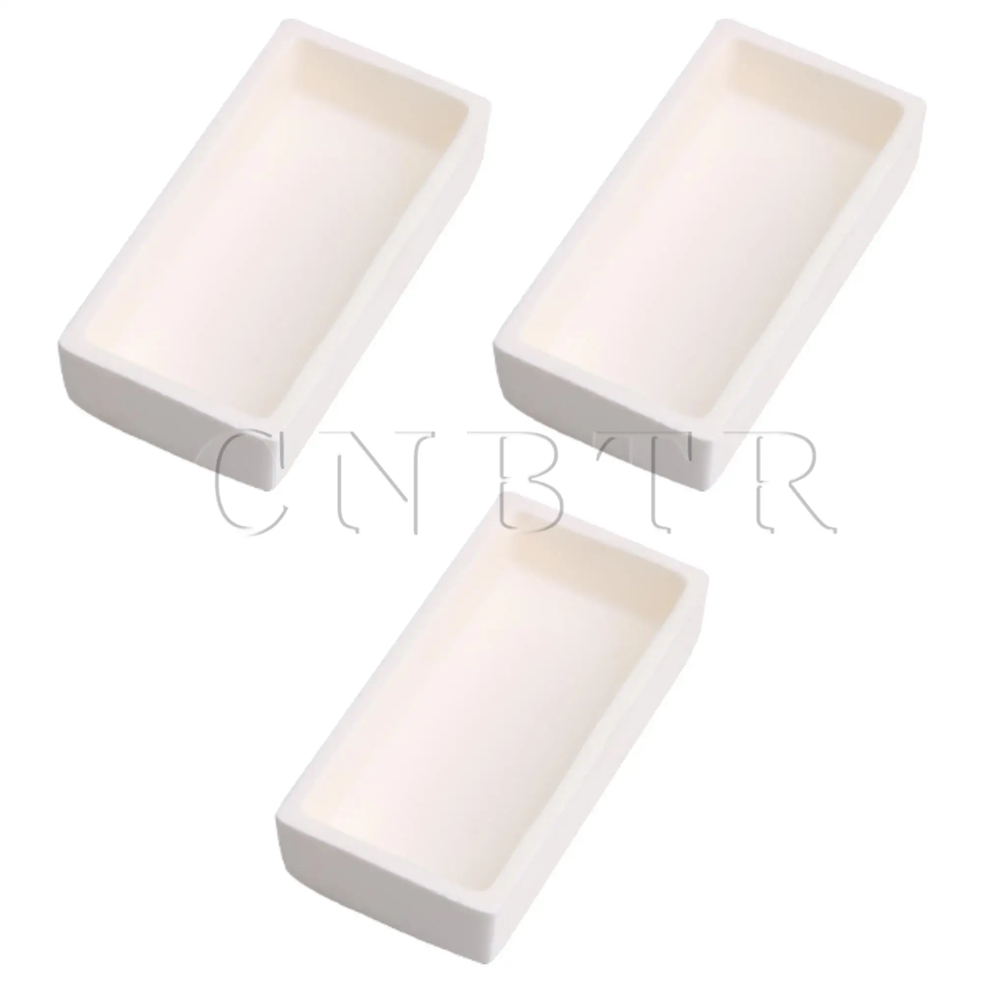 3Pcs Alumina Crucible Holder 80x40x18mm 50ml for Jewelers Melting Tool