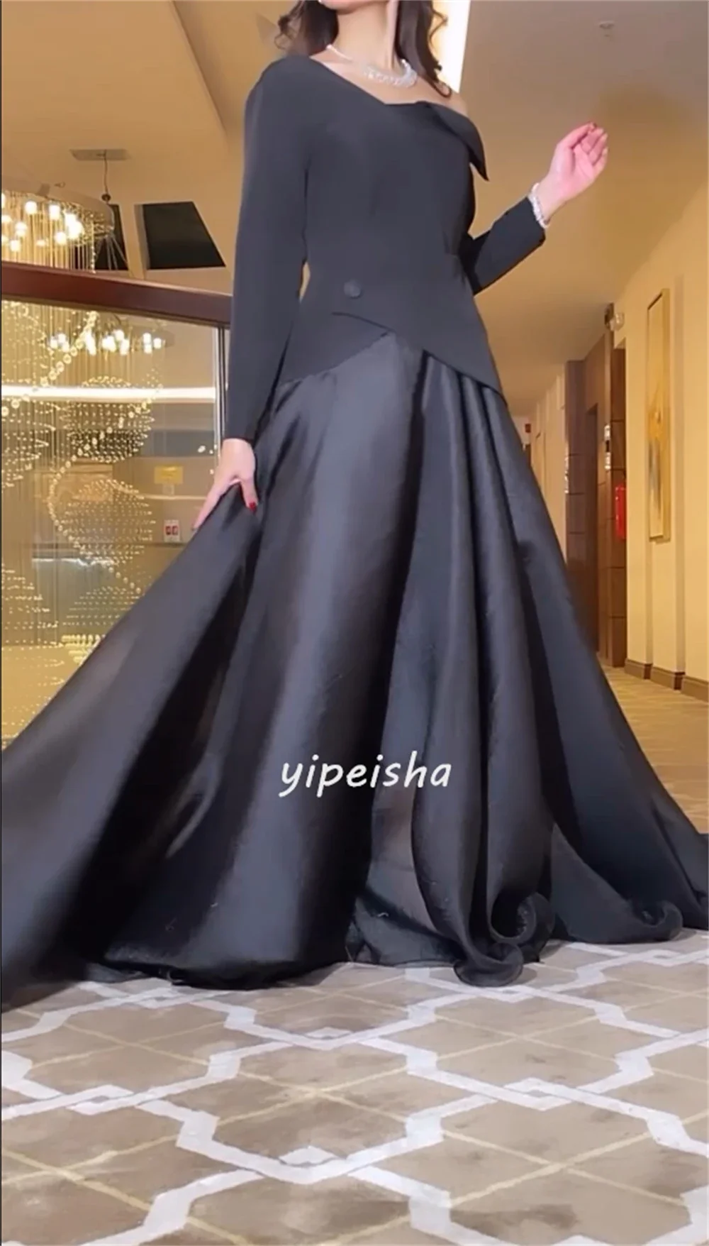 Customized Prom Gown Jersey Ruched A-line V-neck Evening Gowns Long Dresses Exquisite High Quality Party Formal Dress for Women