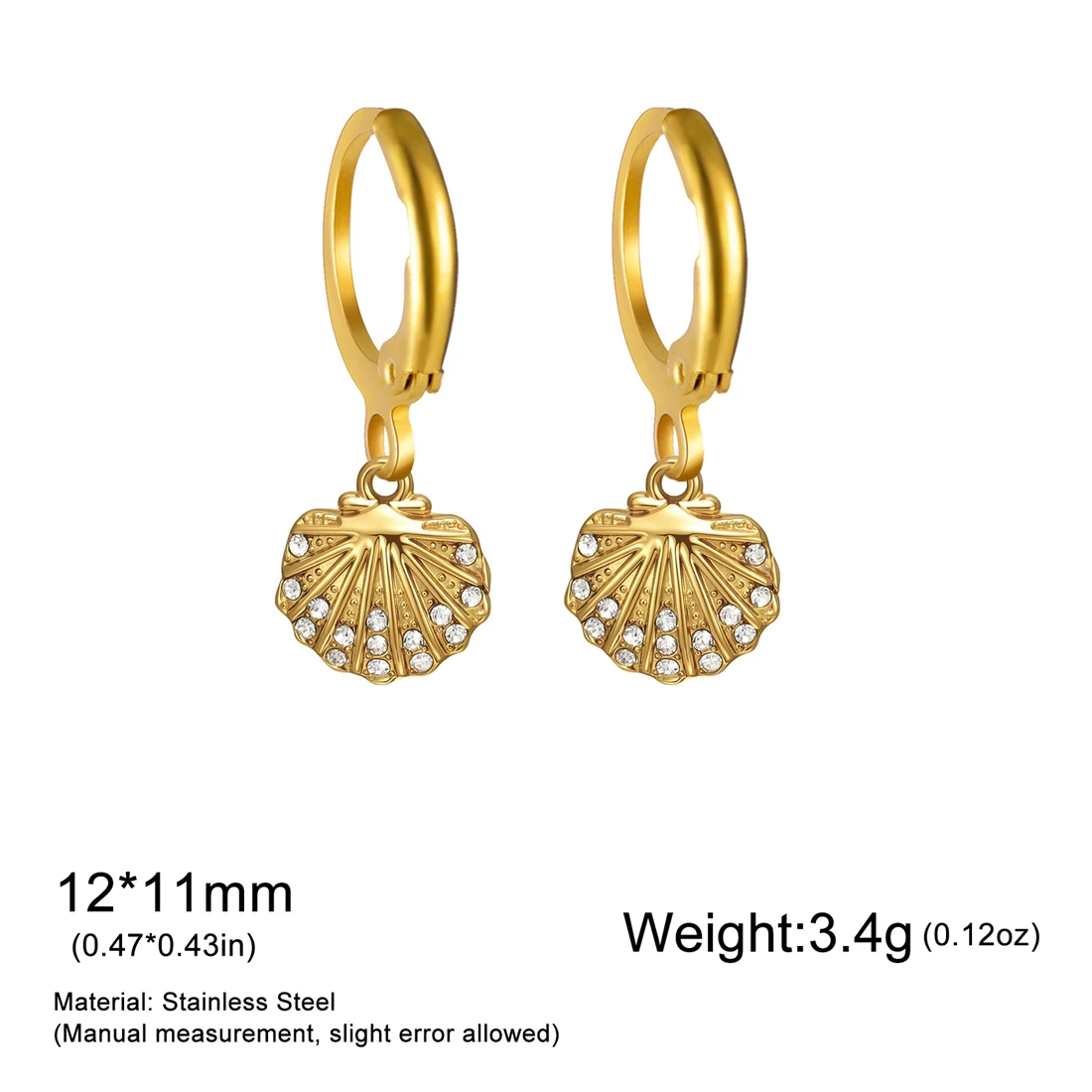 Eueavan Zirkon-Seestern-Muschel-Creolen aus Edelstahl, geometrische Ohrringe für den Sommerurlaub am Strand, für Damen, Party-Schmuck, Geschenk – Detail 20