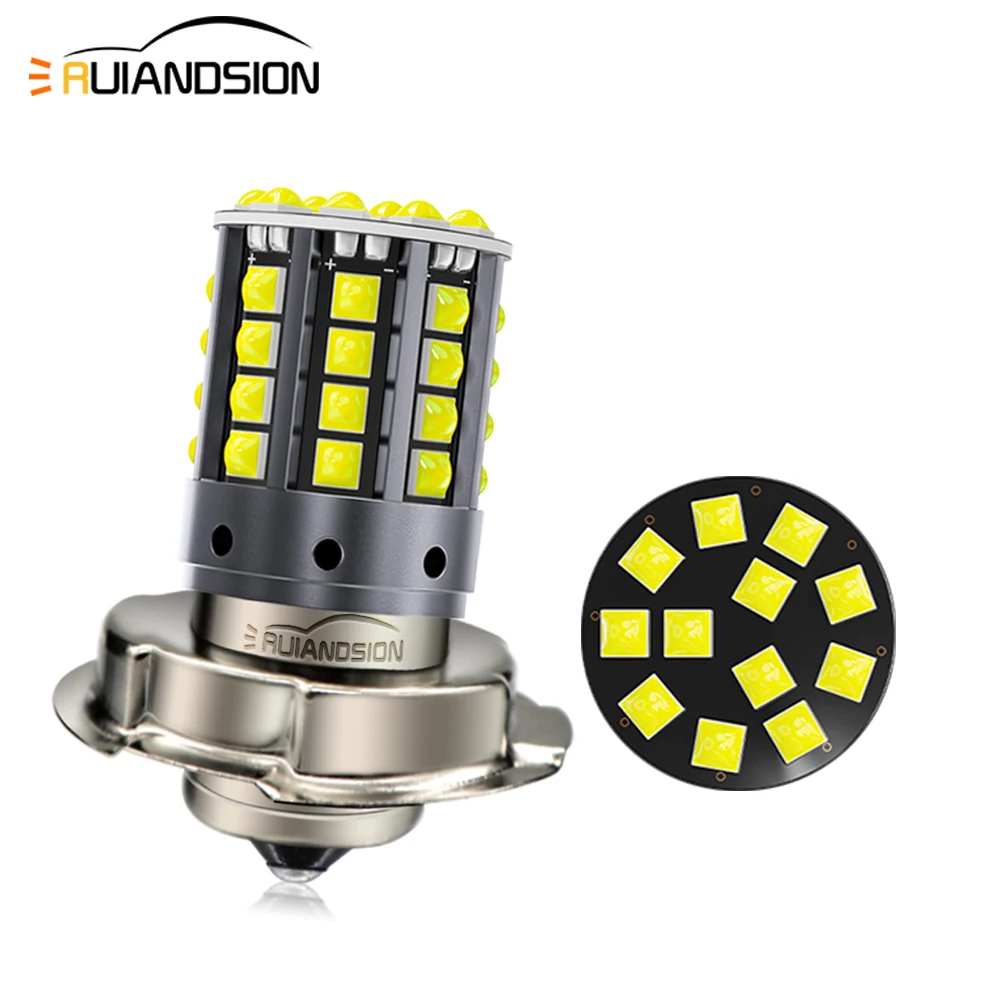 Ruiandsion LED DC 12V-80V P26S 3030 44SMD LED Motorcycle Headlamp Fluorescent White Light Projector Lamp Front Bulb White