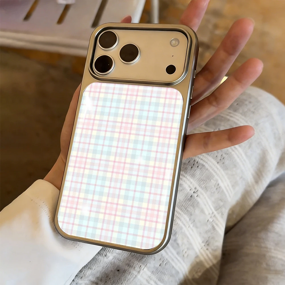 Einfache blaue karierte Drop-Glue INS Hülle für iPhone 15 17 13 Pro Max Phone 11 12 ProMax 14 15 16 Plus Hüllen Stoßfeste Luxus-Fundas – Detail 17