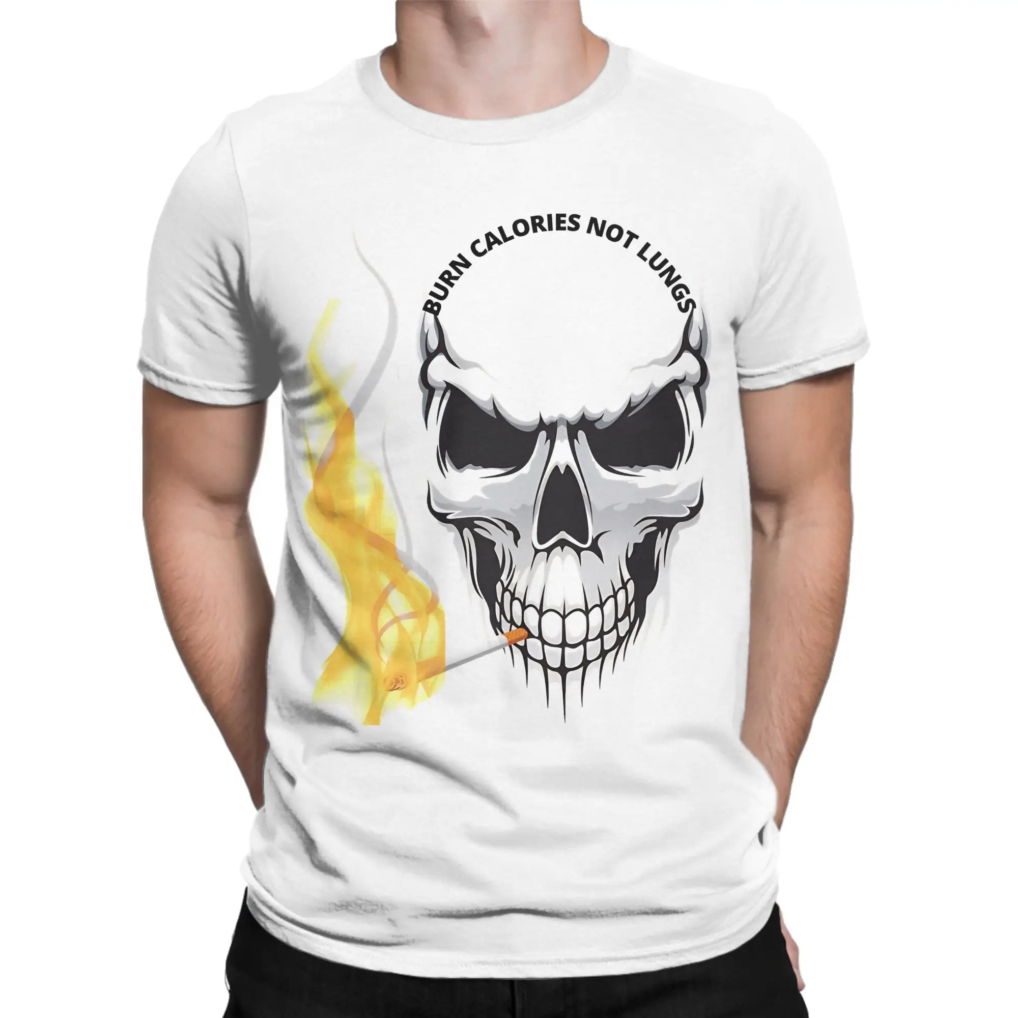 Burn Calories Not Lungs T-Shirt  Trendy Cool T Shirts Short-Sleeve Aesthetic Tops Beach Cotton Breathable Oversized Tees