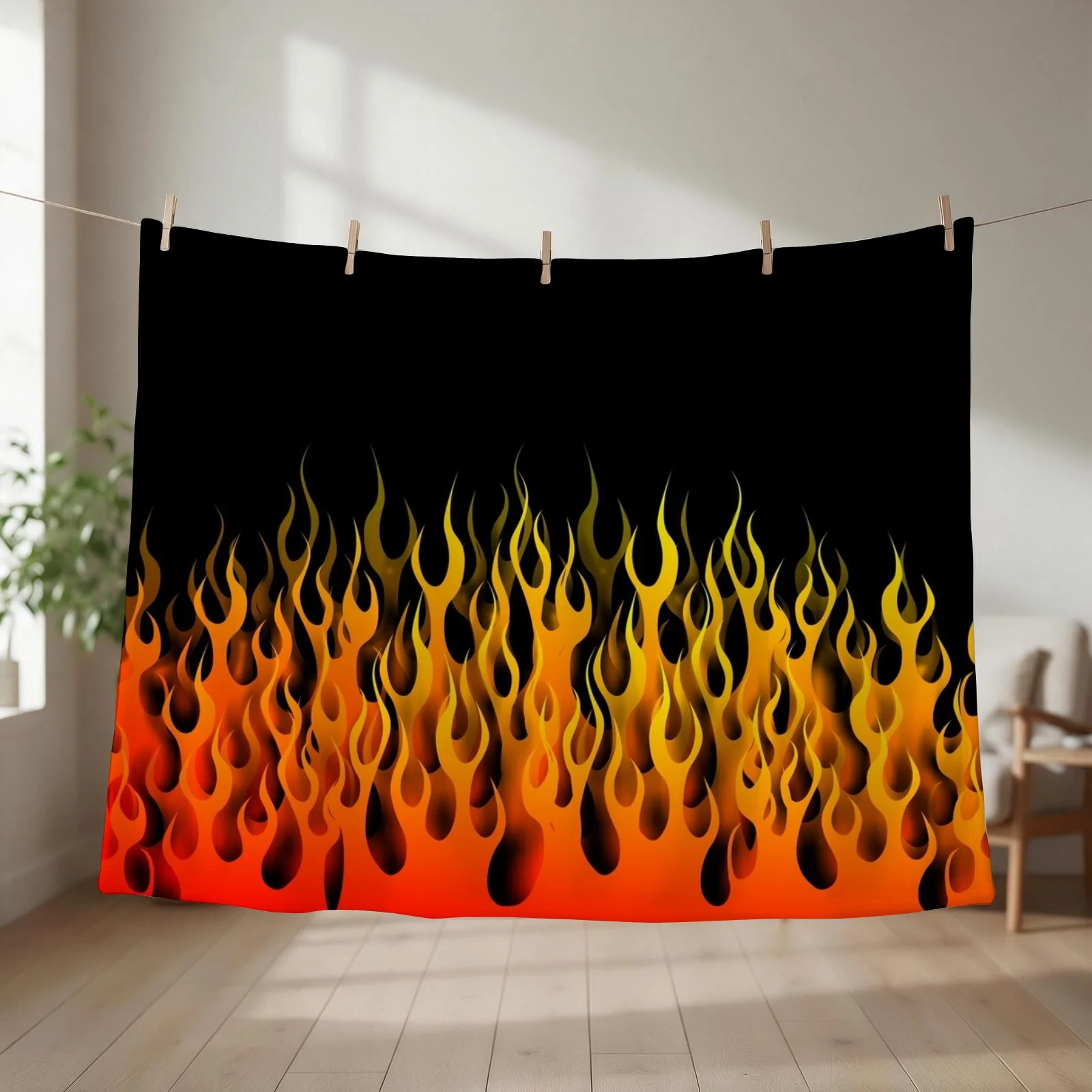 fire flames Throw Blanket couch cozy soft plush fuzzy picnic outdoor blanket