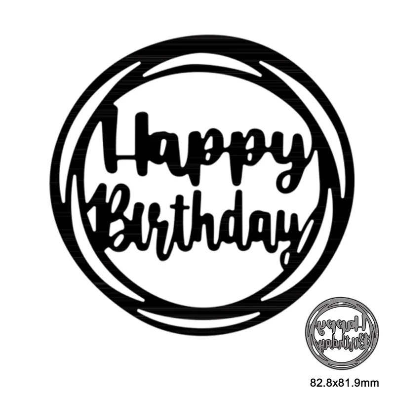 Round Frame Happy Birthday Metal Cutting Die For DIY Embossing Paper Photo Album Gift Cards Making Scrapbooking Craft New Die