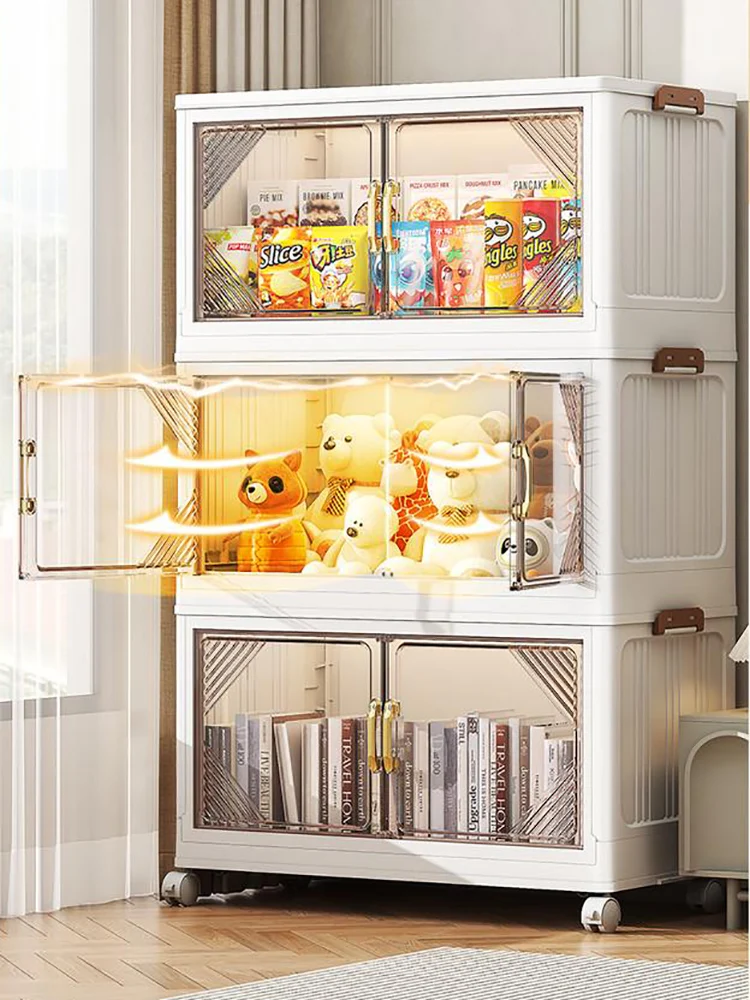 Folding Storage Cabinet Locker Household Plastic Light Luxury Snack Bins Baby Children's Clothes Toy Locker Clothing Organizer