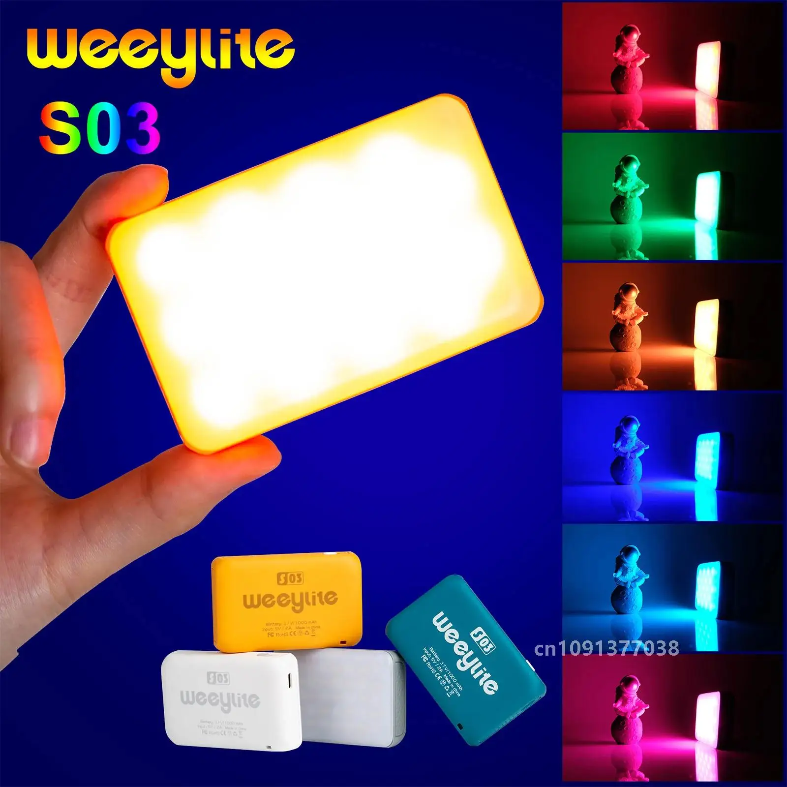 VILTROX Weeylite S03 Mini Pocket RGB Light LED Video Light Panel for Tik Tok Facebook Video Shooting Fill Light Dimmable Lamp