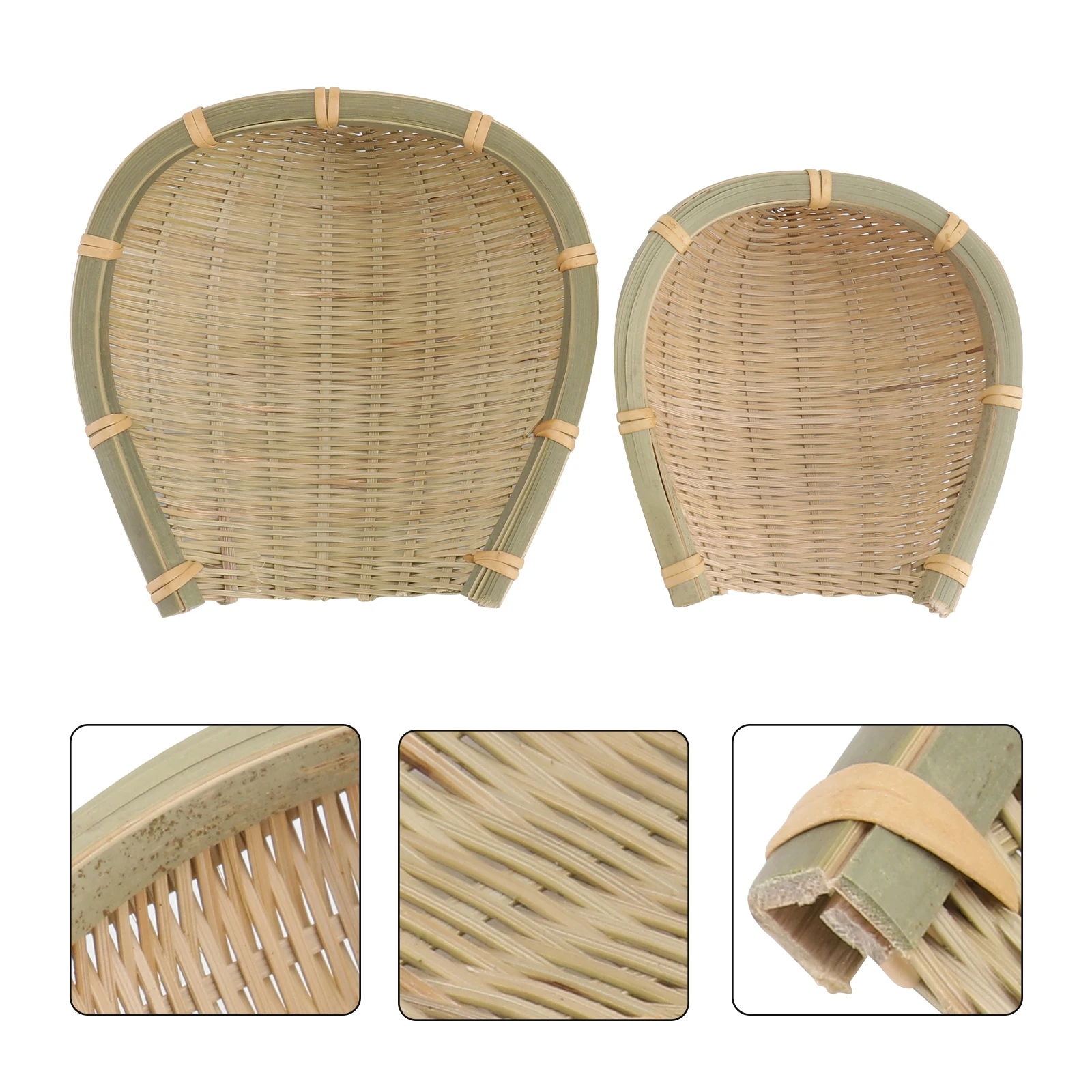 

2Pcs Exquisite Bamboo Woven Storage Bin Beautiful Home Organization Natural Style