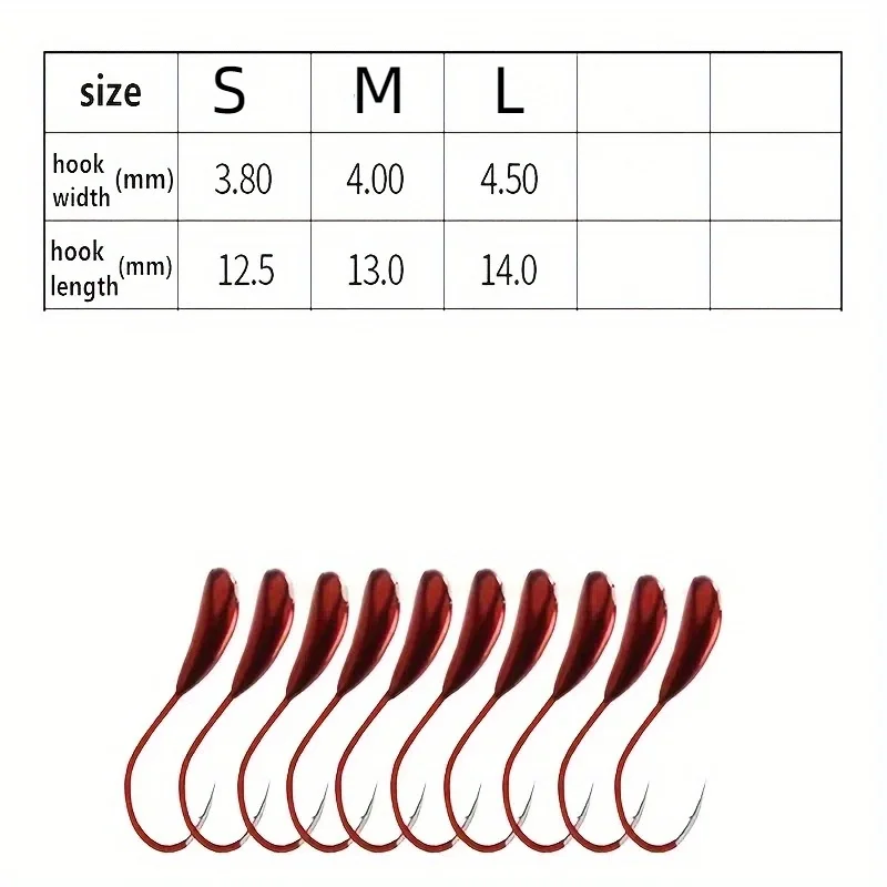 20 Anzuelos de Pesca Rojos Biónicos Skyward - Anzuelos de Imitación de Plomo con Púas, Diseño Tradicional Invertido para Pesca de Mil Peces