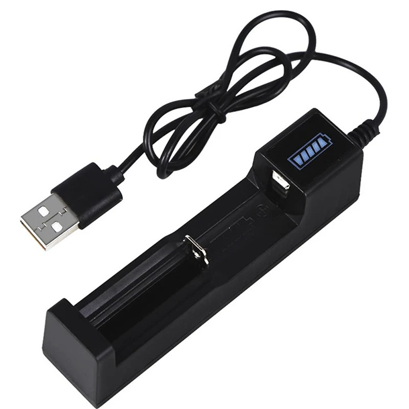 Зарядное устройство 18650, 1 слот, USB, одиночная зарядка 18650, 3,7-4,2 В, литиевая аккумуляторная батарея для 16340 14500 26650, батарея 18650