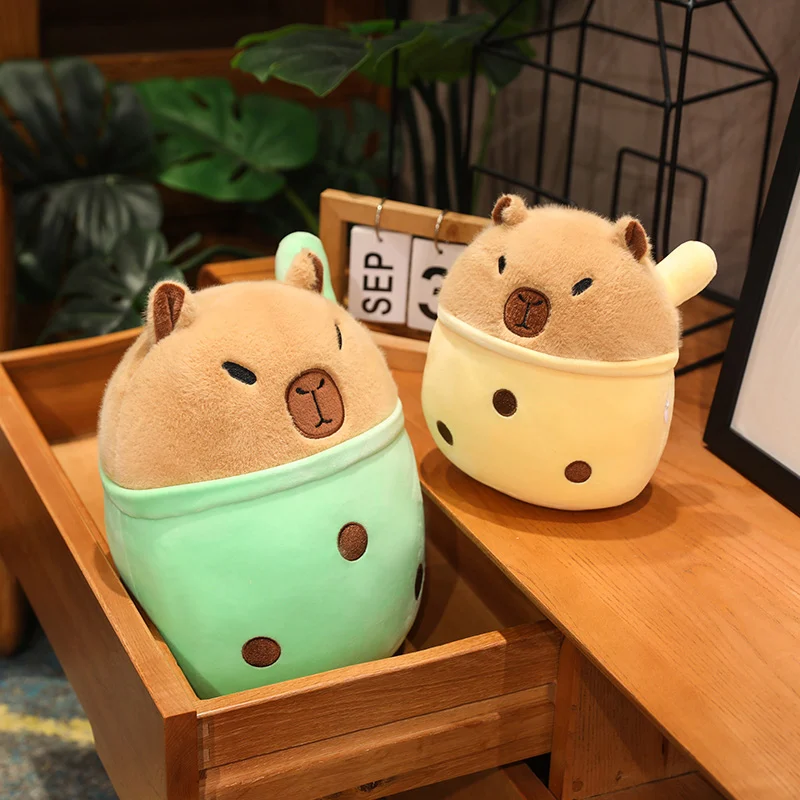 20-60cm Kawaii New Bubble Tea Capybara Plush Doll Animal Milk Tea Combination Plush Toy Home Decoration Gift For Boys And Girls