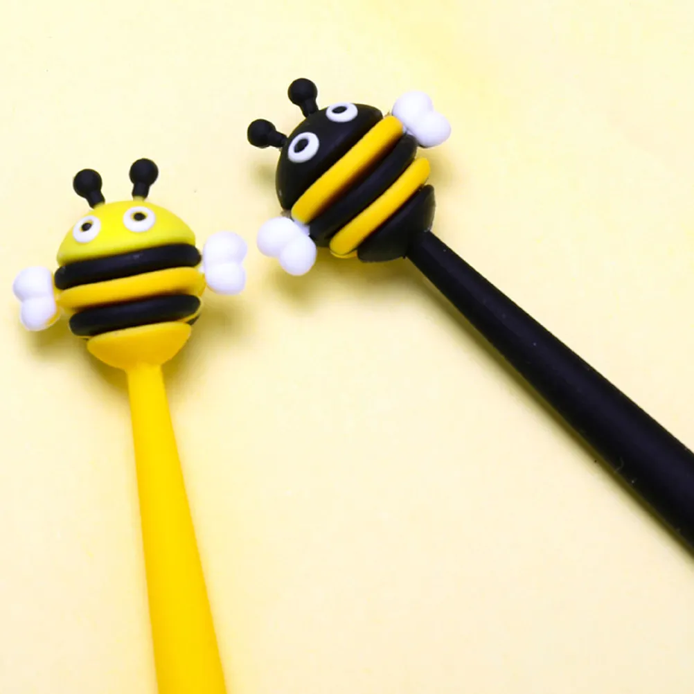

2Pcs Fun Bee Shaped Pens 0.5mm Silicone Gel Pen Creative Writing Tool for Students Office Use Smooth Flow Ink Pen