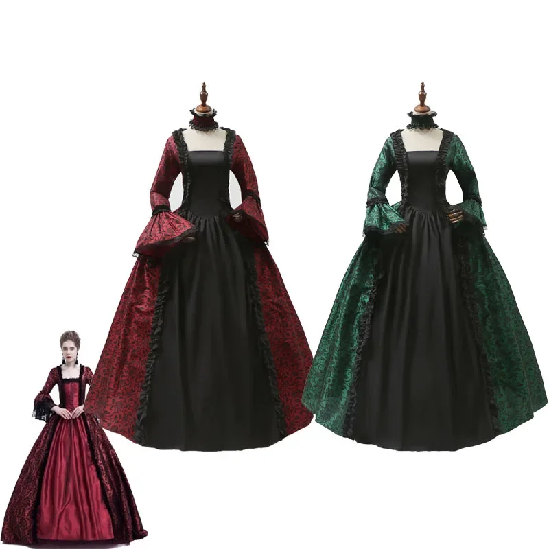 

Women Cosplay Marie Antoinette Dress Medieval Flare Sleeve Victorian Party Formal Gown Renaissance Gothic Floral Robe