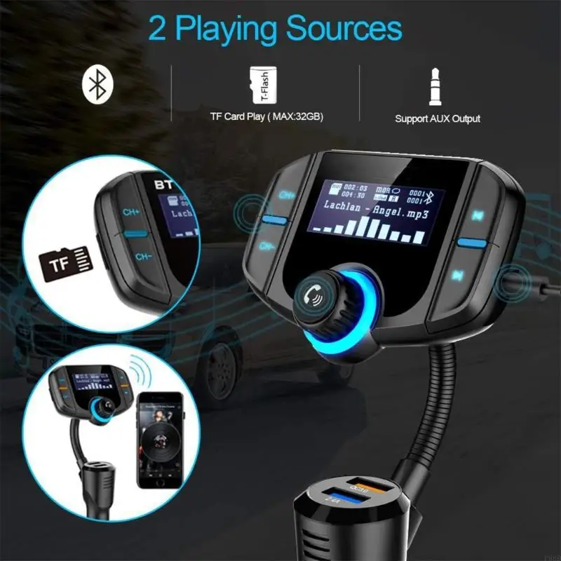 

Car Bluetooth-compatible Radio FM Transmitter Double USB Fast Charging Port
