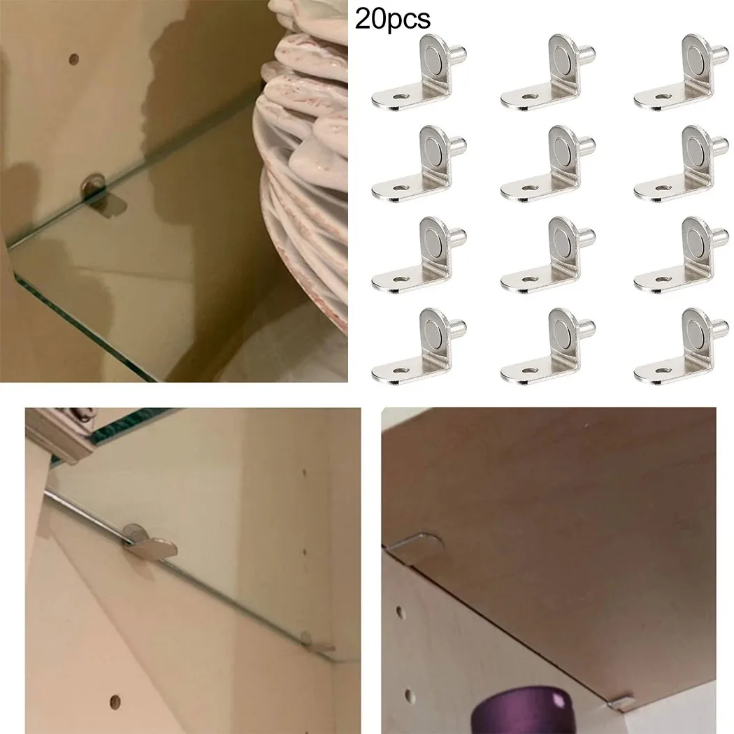 20 шт. кронштейны для полок, опорные шпильки, колышки 5 мм, металлический штифт, разделитель полок, фиксированный шкаф и шкаф, стеклянный кронштейн для мебели, инструмент