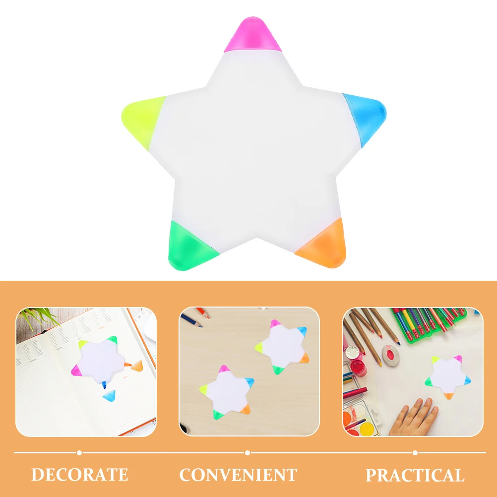 1 قطعة أقلام الفلورسنت متعددة الألوان على شكل نجمة لدراسة القراءة الملاحظات وتدوين الكتاب بمناسبة استخدام مكتب المدرسة #3