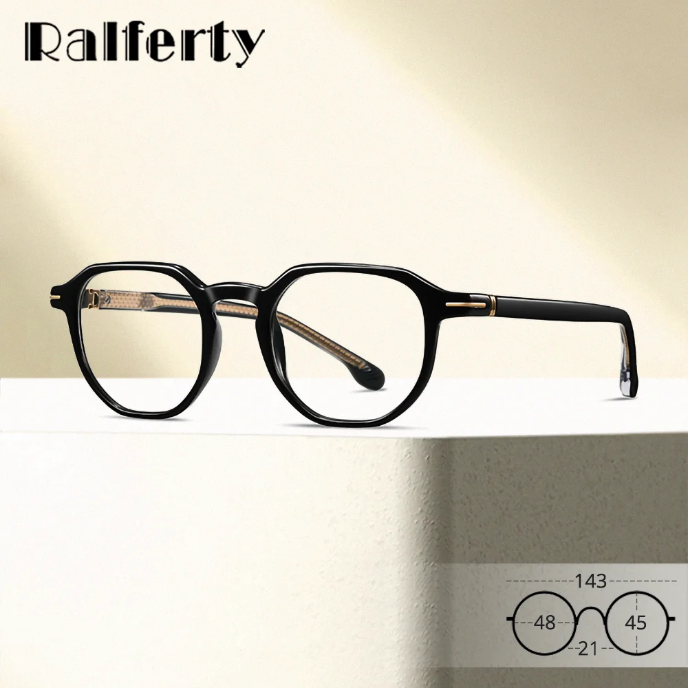 Ralferty 2026 Retro Polygon Eyeglasses Frame Men Women Brand Designer Anti Blue Light Glasses Computer Myopia Optical Frame Only