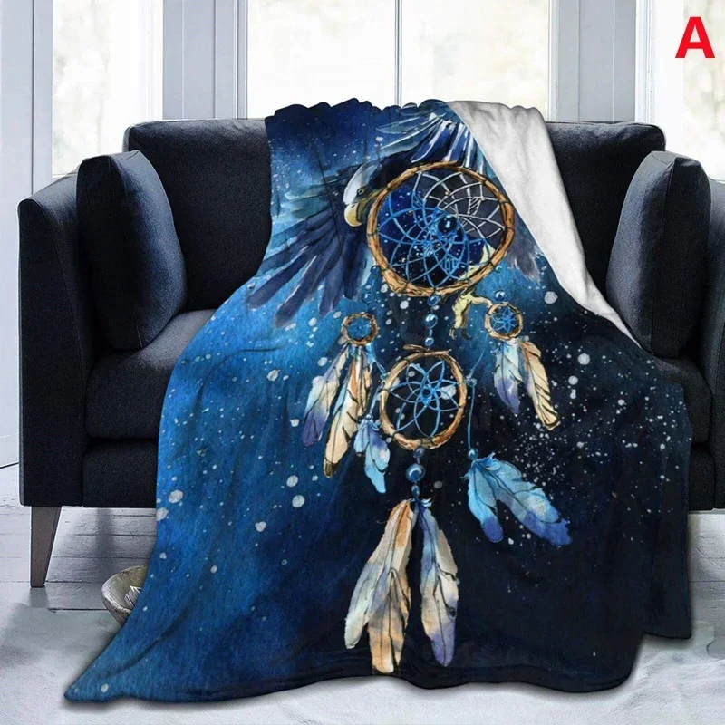 Color Dream Catcher Blanket 3D Printed Travel Portable Flannel Sofa Bed Throw Blanket Kid Adult Nap Blanket